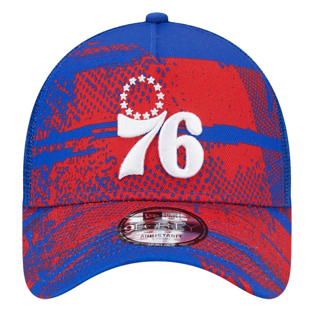 Philadelphia 76ers Tip Off A-Frame Trucker 9FORTY Adjustable Hat Royal/Red - NBA