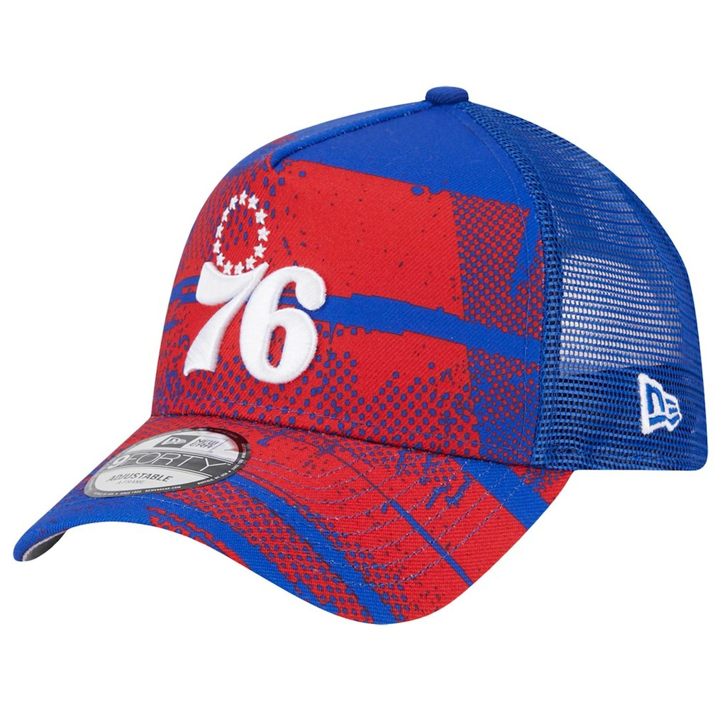 Philadelphia 76ers Tip Off A-Frame Trucker 9FORTY Adjustable Hat Royal/Red - NBA