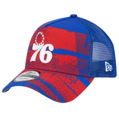Philadelphia 76ers Tip Off A-Frame Trucker 9FORTY Adjustable Hat Royal/Red - NBA