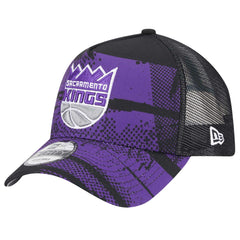 Sacramento Kings Tip Off A-Frame Trucker 9FORTY Adjustable Hat Black/Purple - NBA