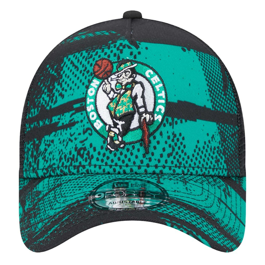Boston Celtics Tip Off A-Frame Trucker 9FORTY Adjustable Hat Black/Kelly Green - NBA