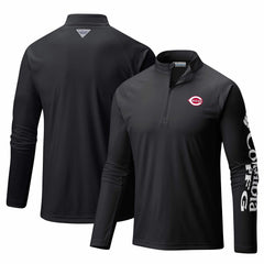 Cincinnati Reds Columbia Terminal Tackle Omni-Shade Raglan Quarter-Zip Pullover Top - MLB