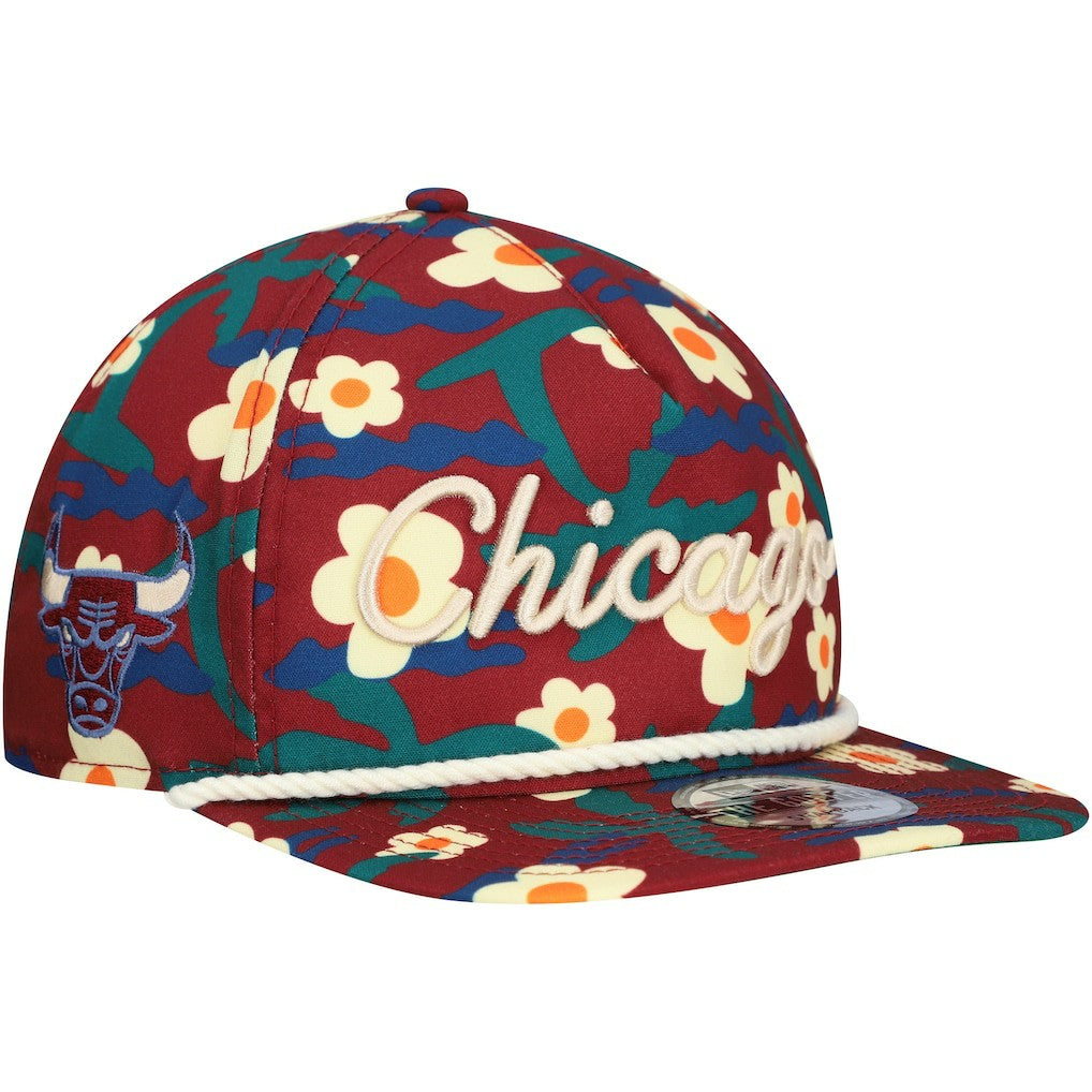 Chicago Bulls Vacation Floral Golfer Snapback Hat Crimson - NBA