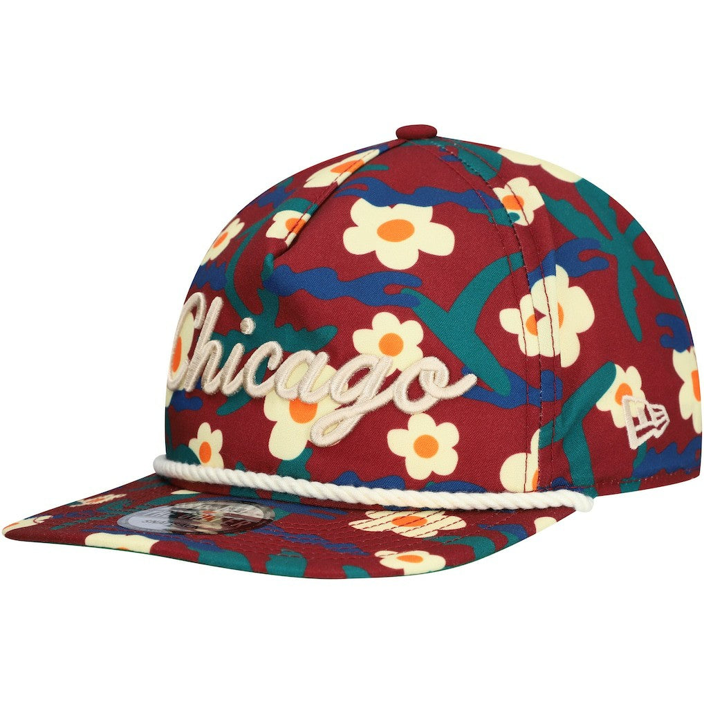Chicago Bulls Vacation Floral Golfer Snapback Hat Crimson - NBA