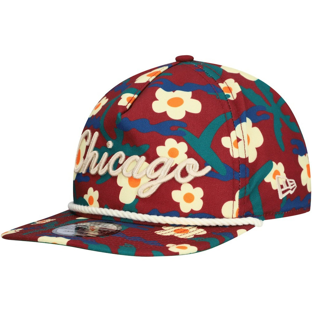 Chicago Bulls Vacation Floral Golfer Snapback Hat Crimson - NBA