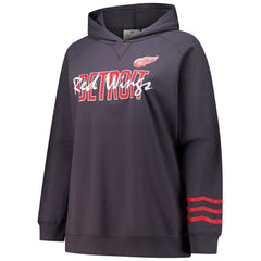 Detroit Red Wings Fanatics Women's Plus Size Lightweight Fleece Raglan Pullover Hoodie - Charcoal - NHL