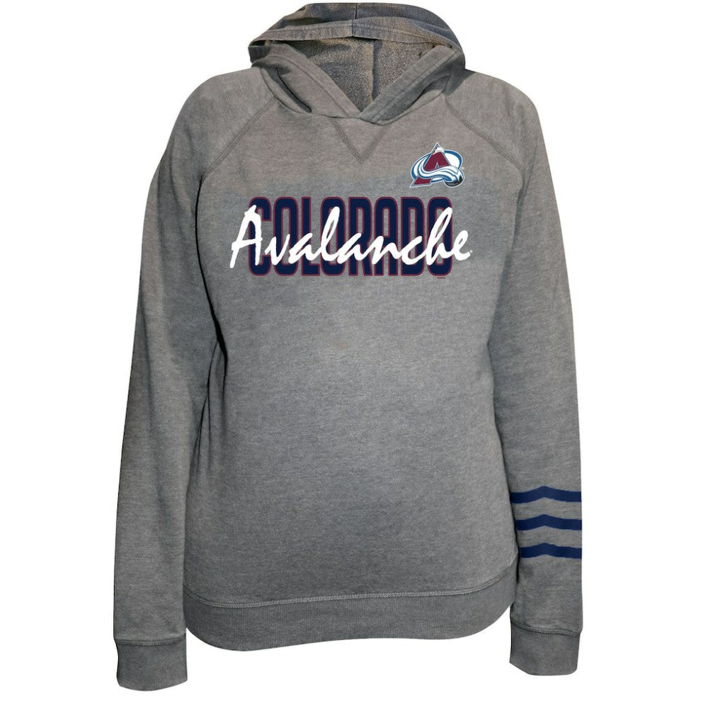 Colorado Avalanche Fanatics Women's Plus Size Lightweight Fleece Raglan Pullover Hoodie - Heather Gray - NHL