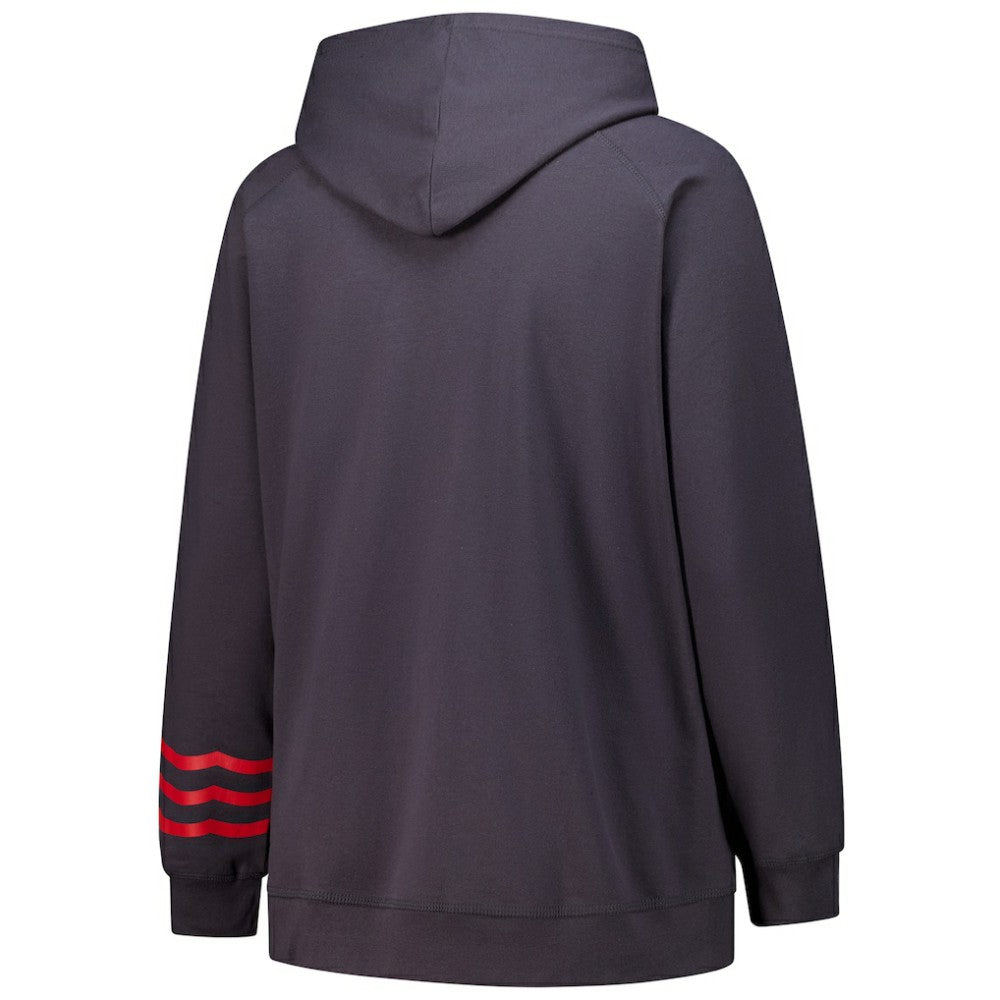 Chicago Blackhawks Fanatics Women's Plus Size Lightweight Fleece Raglan Pullover Hoodie - Charcoal - NHL