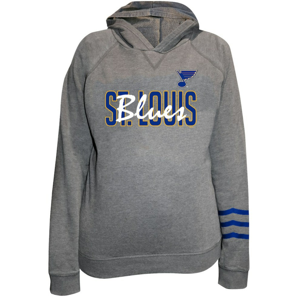 St. Louis Blues Fanatics Women's Plus Size Lightweight Fleece Raglan Pullover Hoodie - Heather Gray - NHL