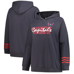 Washington Capitals Fanatics Women's Plus Size Lightweight Fleece Raglan Pullover Hoodie - Charcoal - NHL