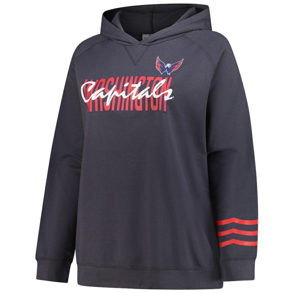 Washington Capitals Fanatics Women's Plus Size Lightweight Fleece Raglan Pullover Hoodie - Charcoal - NHL