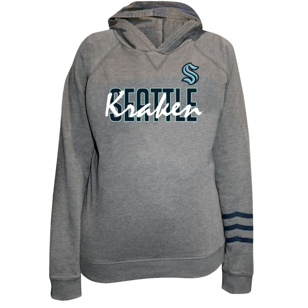 Seattle Kraken Fanatics Women's Plus Size Lightweight Fleece Raglan Pullover Hoodie - Heather Gray - NHL