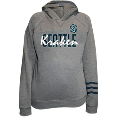 Seattle Kraken Fanatics Women's Plus Size Lightweight Fleece Raglan Pullover Hoodie - Heather Gray - NHL