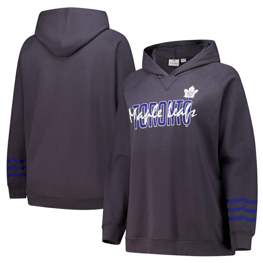 Toronto Maple Leafs Fanatics Women's Plus Size Lightweight Fleece Raglan Pullover Hoodie - Charcoal - NHL