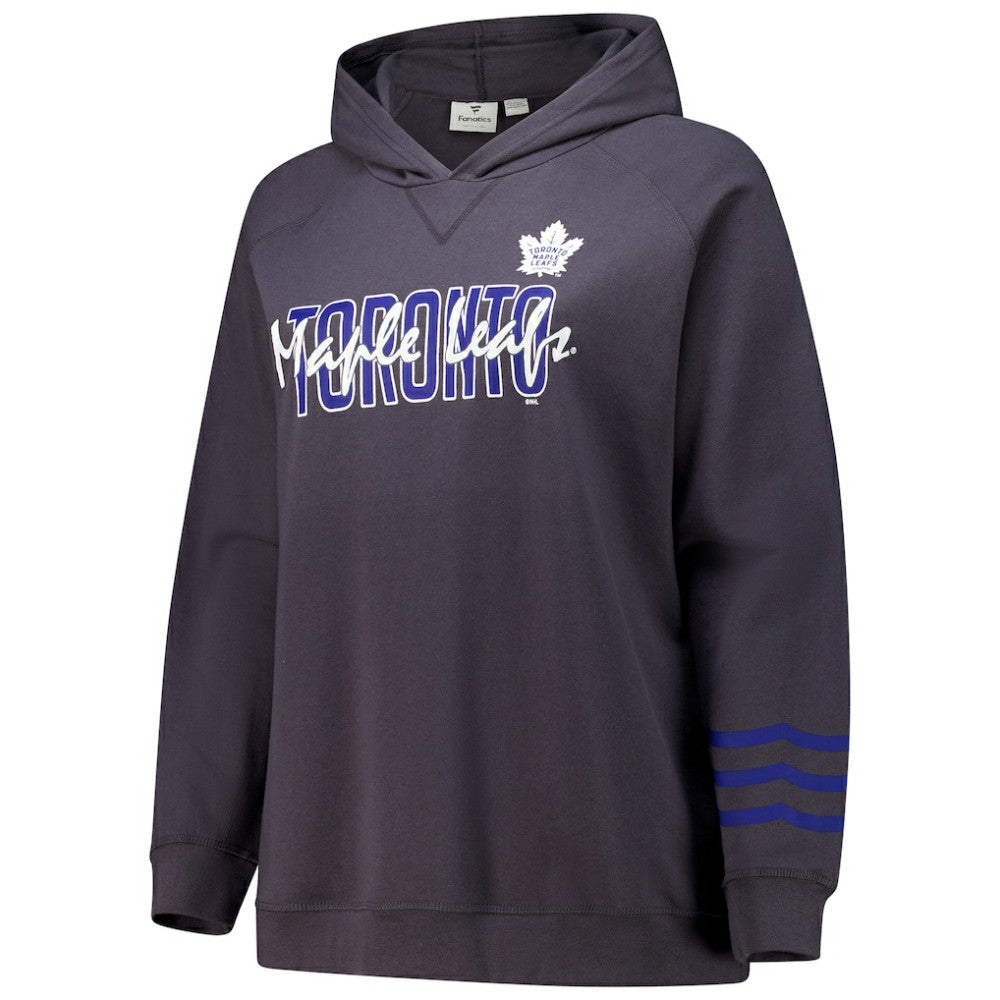Toronto Maple Leafs Fanatics Women's Plus Size Lightweight Fleece Raglan Pullover Hoodie - Charcoal - NHL