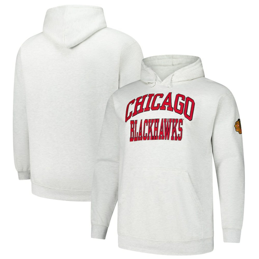 Chicago Blackhawks Fanatics Big & Tall Fleece Pullover Hoodie - Heather Gray - NHL