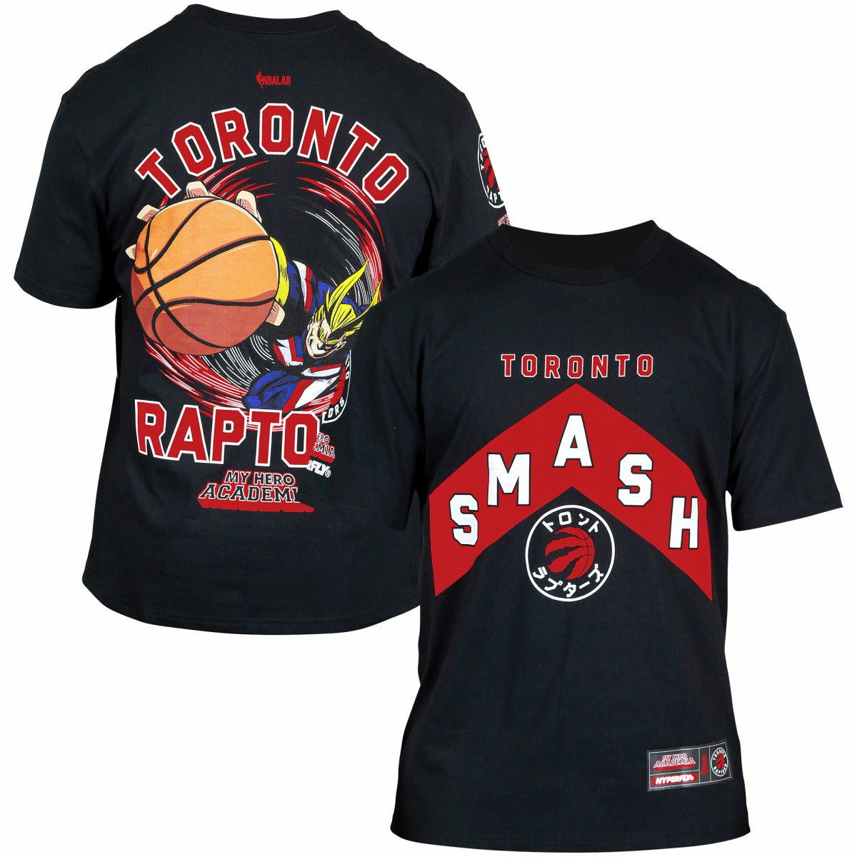 Toronto Raptors Hyperfly Unisex NBA x My Hero Academia All Might Smash T-Shirt Black - NBA