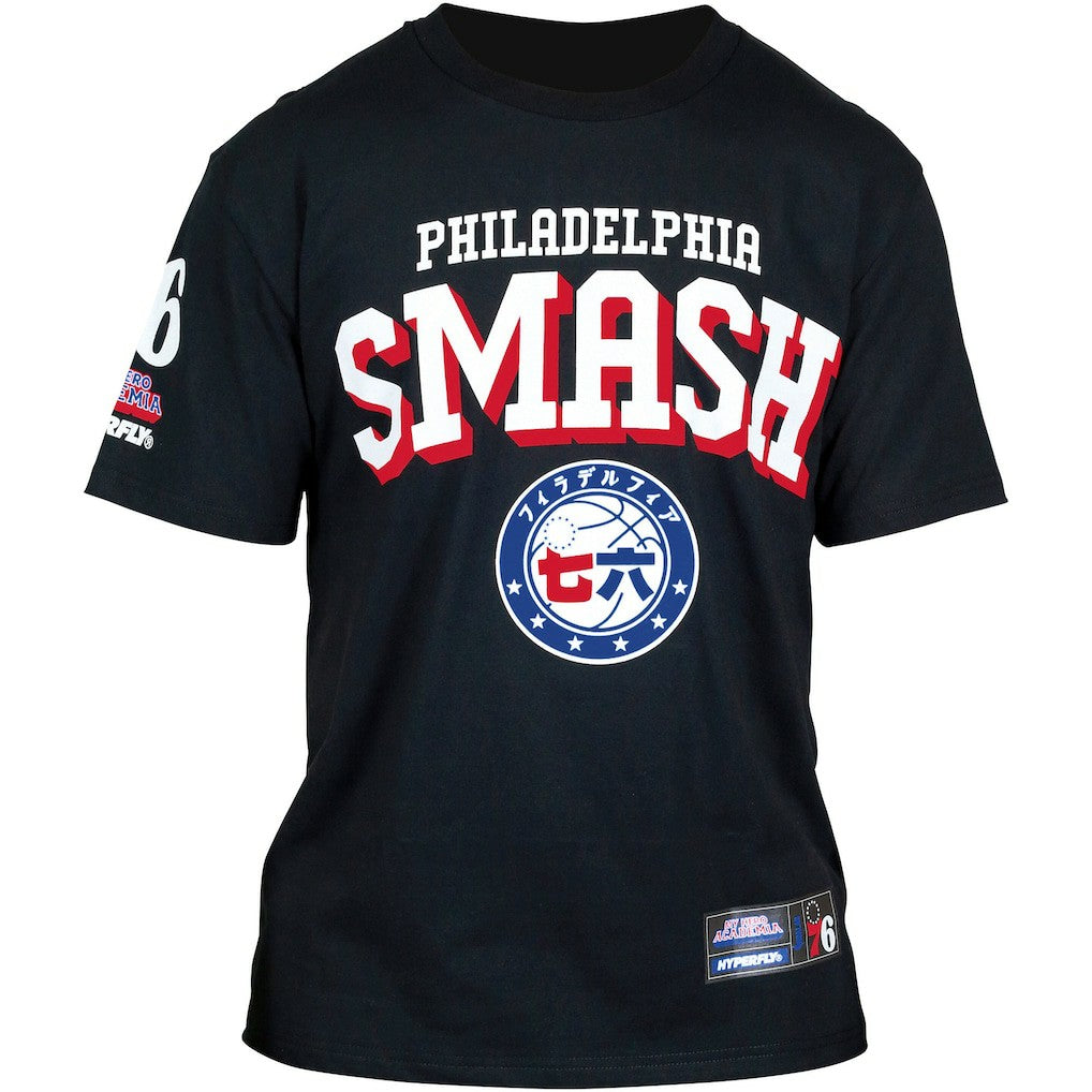 Philadelphia 76ers Hyperfly Unisex NBA x My Hero Academia All Might Smash T-Shirt Black - NBA