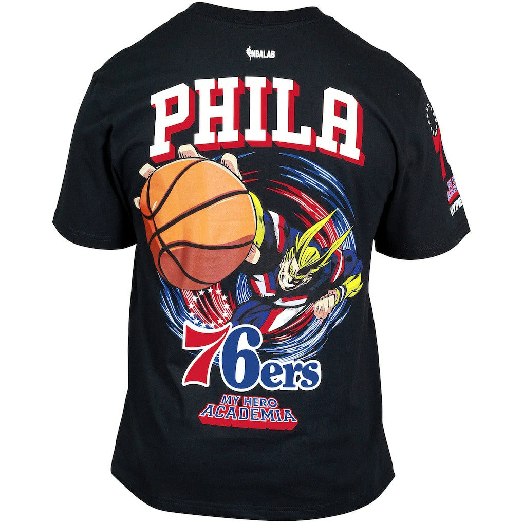 Philadelphia 76ers Hyperfly Unisex NBA x My Hero Academia All Might Smash T-Shirt Black - NBA