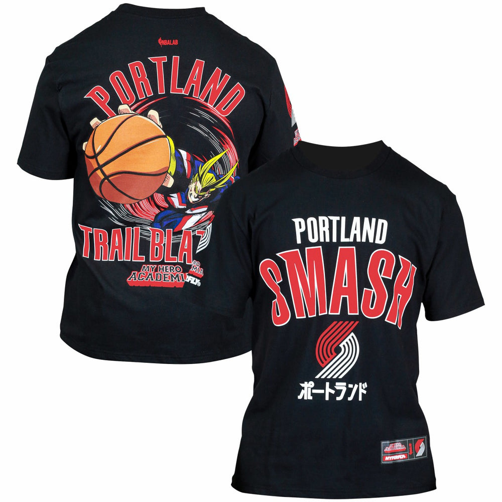 Portland Trail Blazers Hyperfly Unisex NBA x My Hero Academia All Might Smash T-Shirt Black - NBA