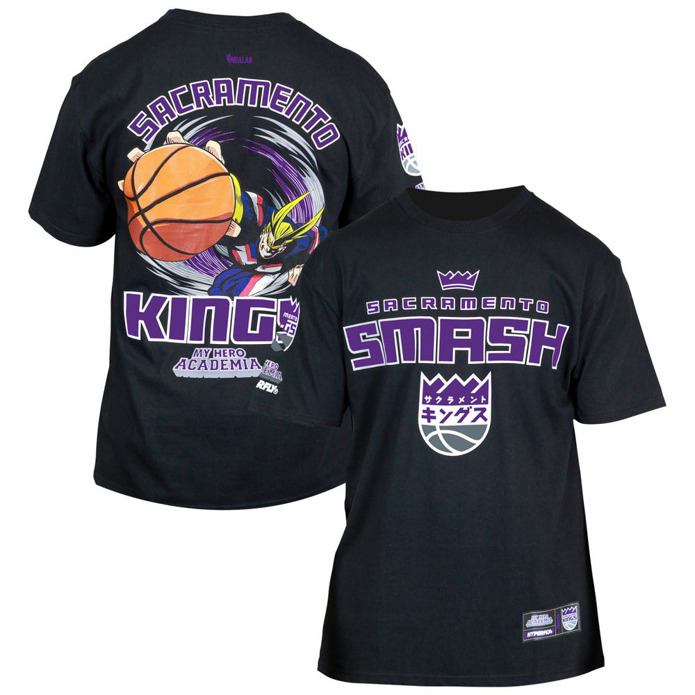 Sacramento Kings Hyperfly Unisex NBA x My Hero Academia All Might Smash T-Shirt Black - NBA