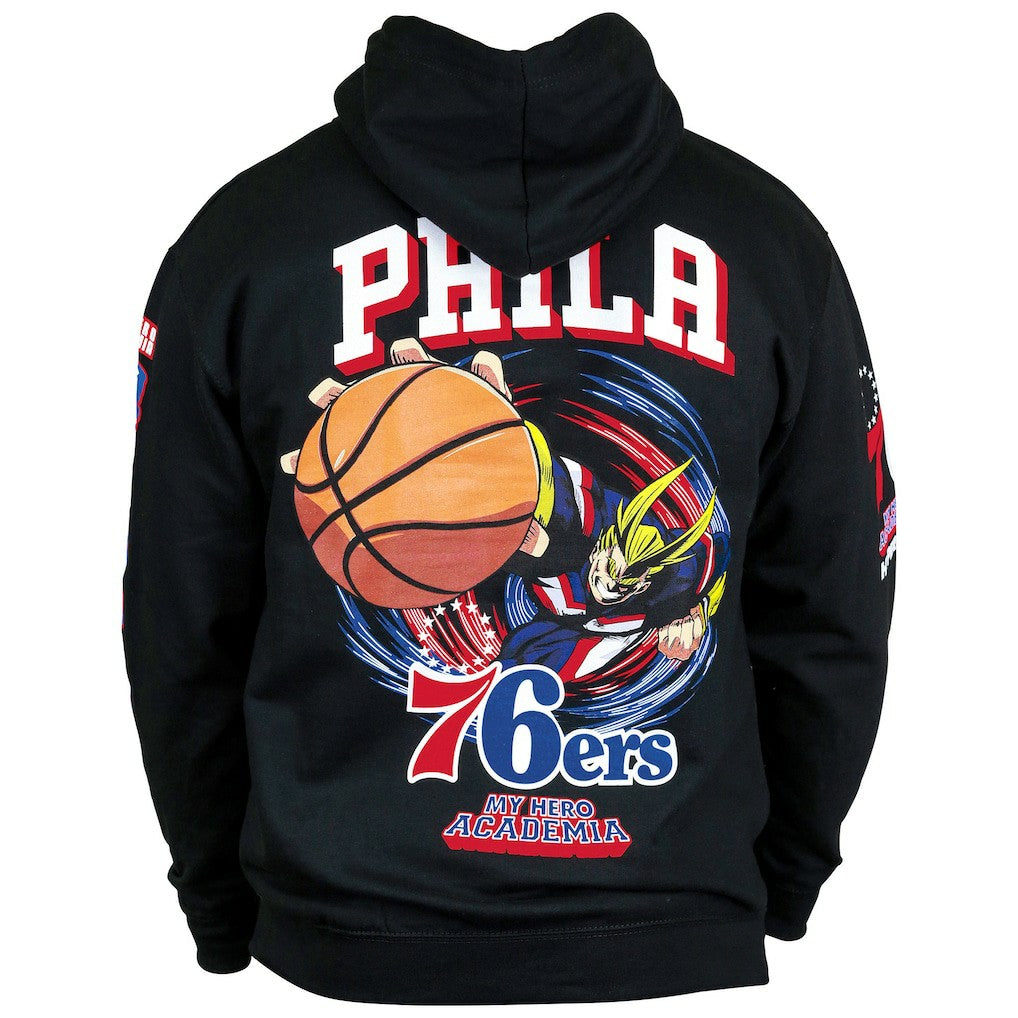 Philadelphia 76ers Hyperfly Unisex NBA x My Hero Academia All Might Smash Pullover Hoodie Black - NBA