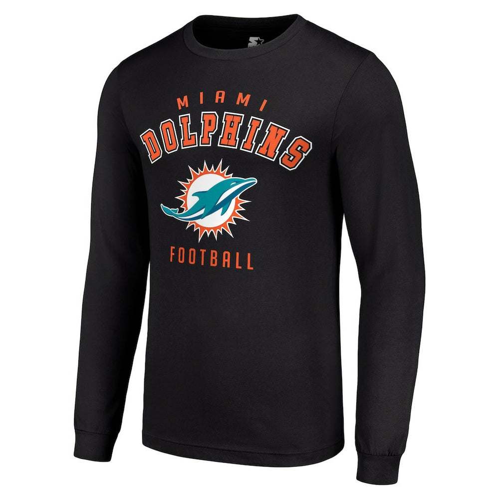 Miami Dolphins Starter Long Sleeve T-Shirt Black | NFL