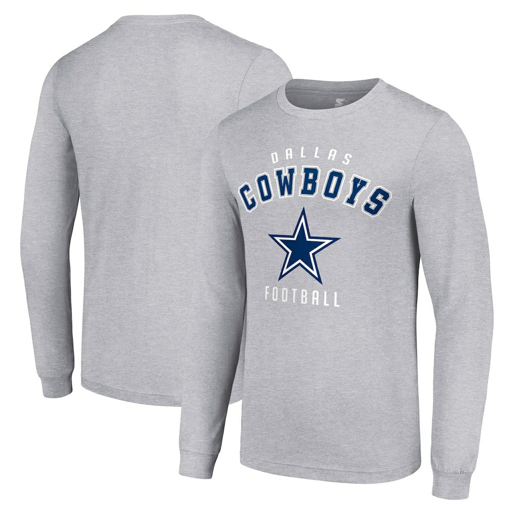 Dallas Cowboys Starter Long Sleeve T-Shirt Heather Gray | NFL