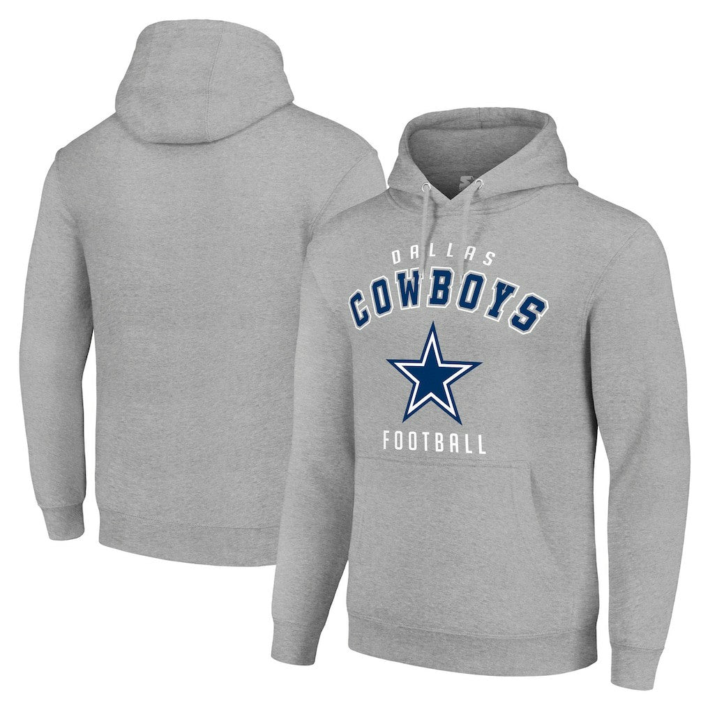 Dallas Cowboys Starter Unisex Logo Pullover Hoodie Heather Gray | NFL
