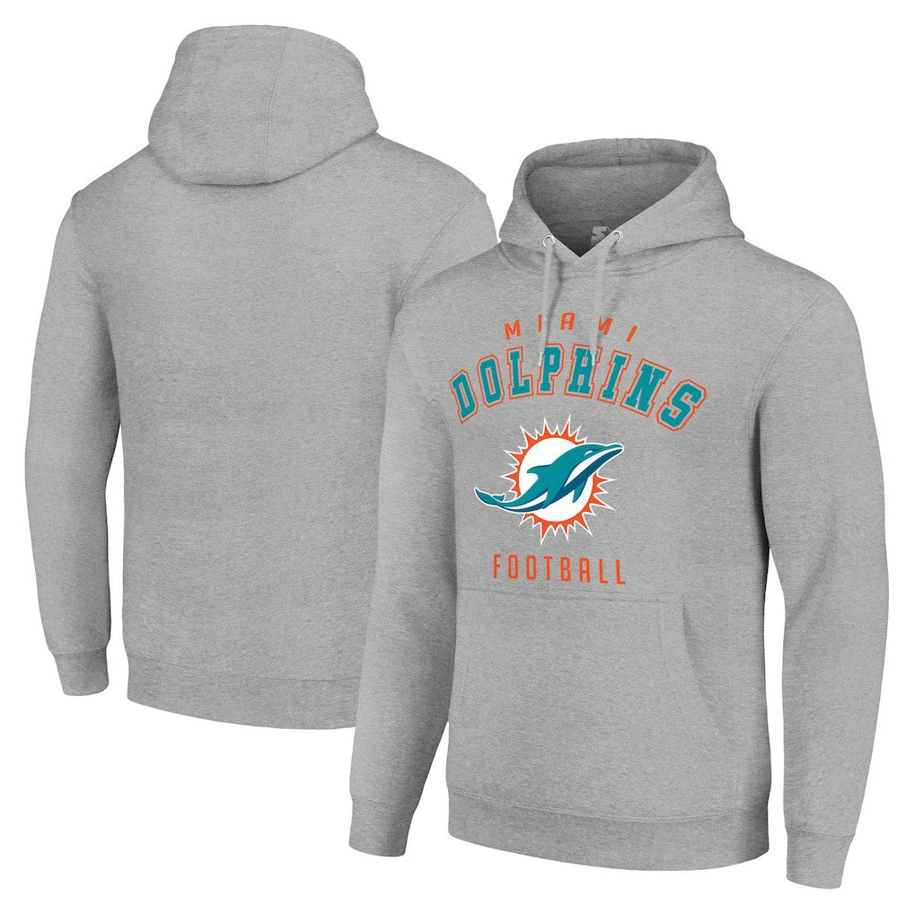 Miami Dolphins Starter Unisex Logo Pullover Hoodie Heather Gray | NFL