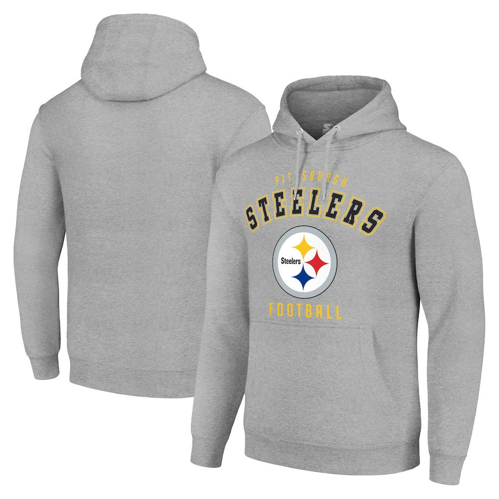 Pittsburgh Steelers Starter Unisex Logo Pullover Hoodie Heather Gray | NFL