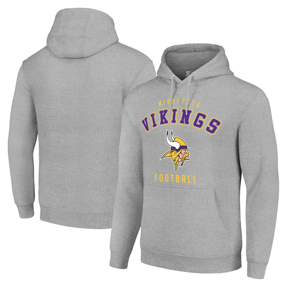 Minnesota Vikings Starter Unisex Logo Pullover Hoodie Heather Gray | NFL