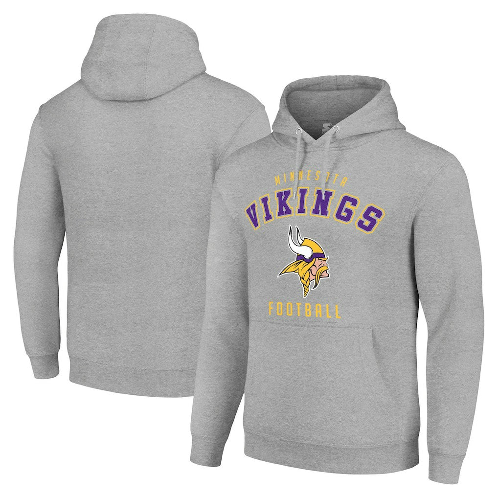 Minnesota Vikings Starter Unisex Logo Pullover Hoodie Heather Gray | NFL