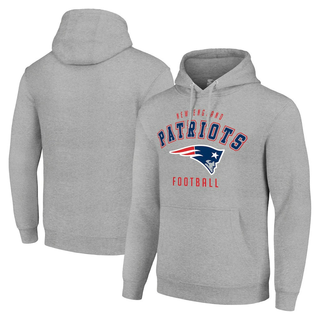New England Patriots Starter Unisex Logo Pullover Hoodie Heather Gray | NFL