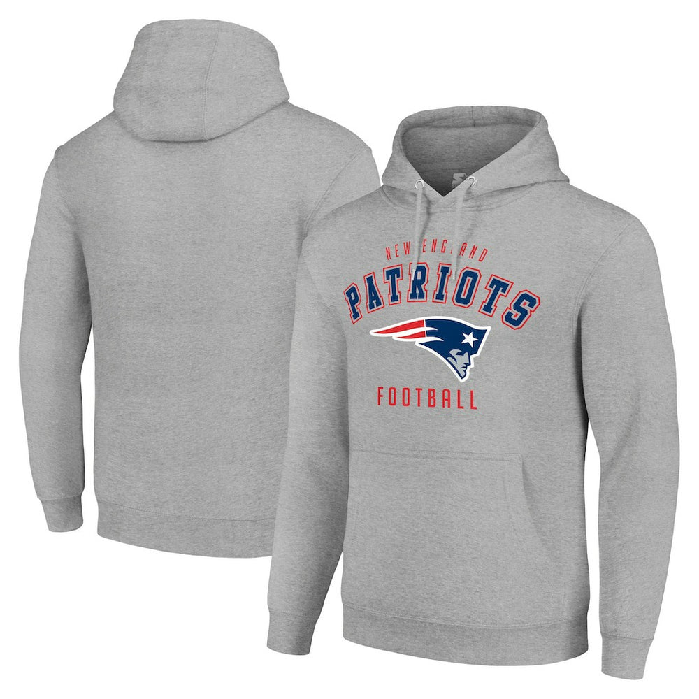 New England Patriots Starter Unisex Logo Pullover Hoodie Heather Gray | NFL