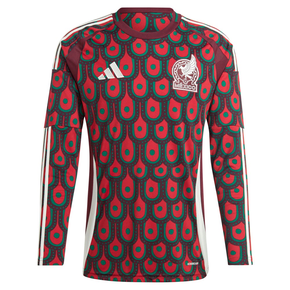 Mexico National Team 2024 Home Replica Long Sleeve Jersey Burgundy | Adidas Sale