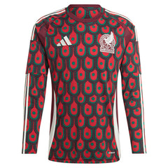 Mexico National Team 2024 Home Replica Long Sleeve Jersey Burgundy | Adidas Sale