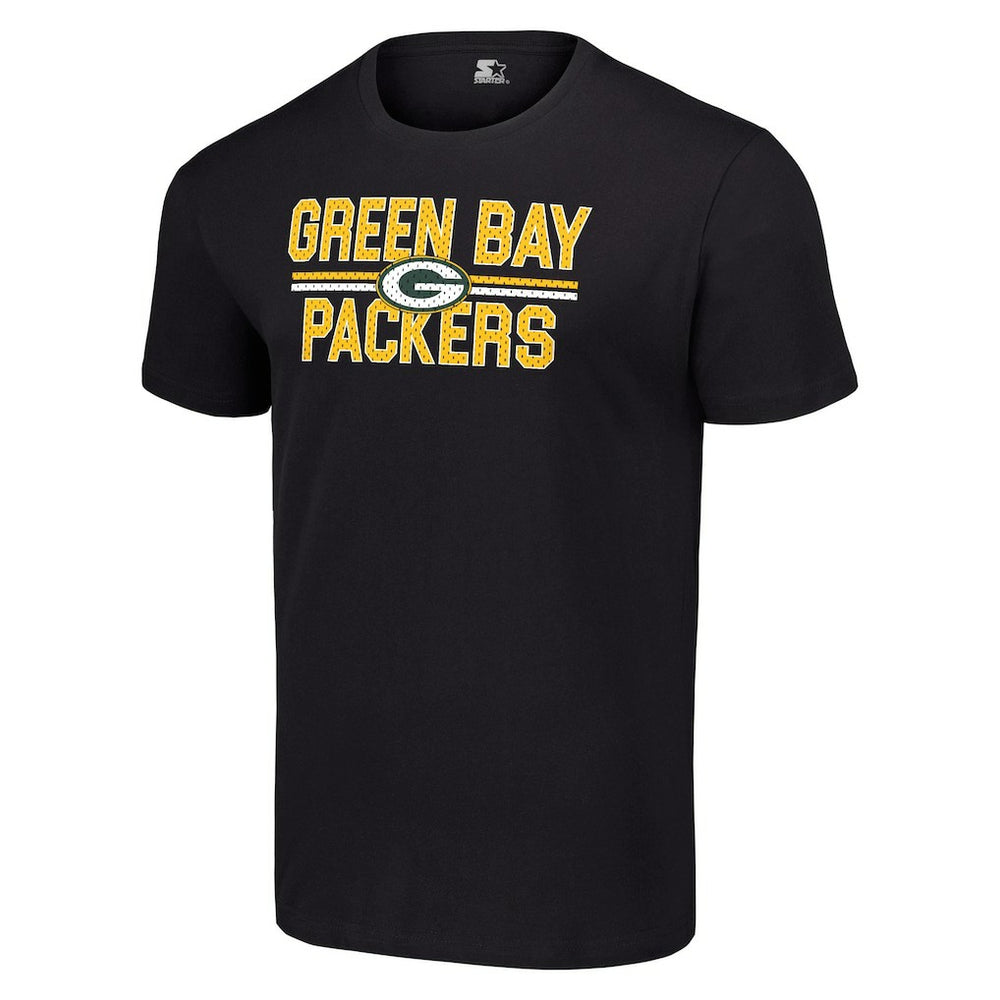 Green Bay Packers Starter Team Mesh Print Graphic T-Shirt Black | NFL