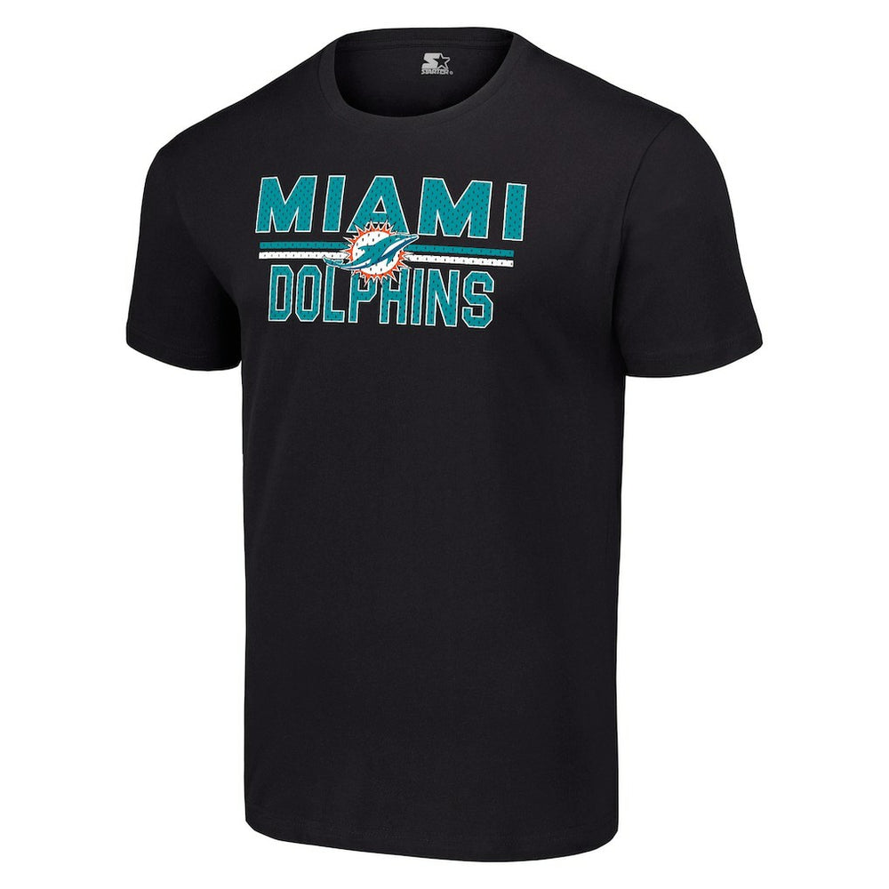 Miami Dolphins Starter Team Mesh Print Graphic T-Shirt Black | NFL