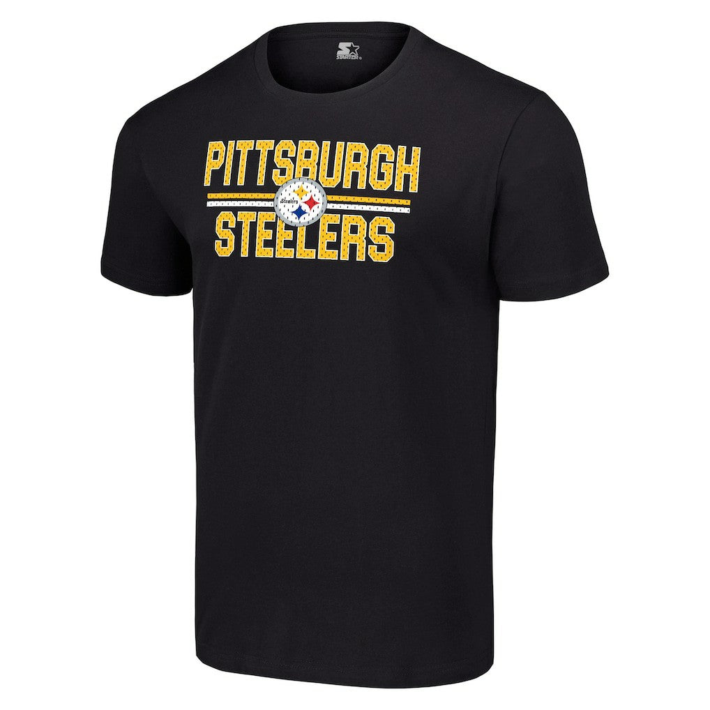 Pittsburgh Steelers Starter Team Mesh Print Graphic T-Shirt Black | NFL
