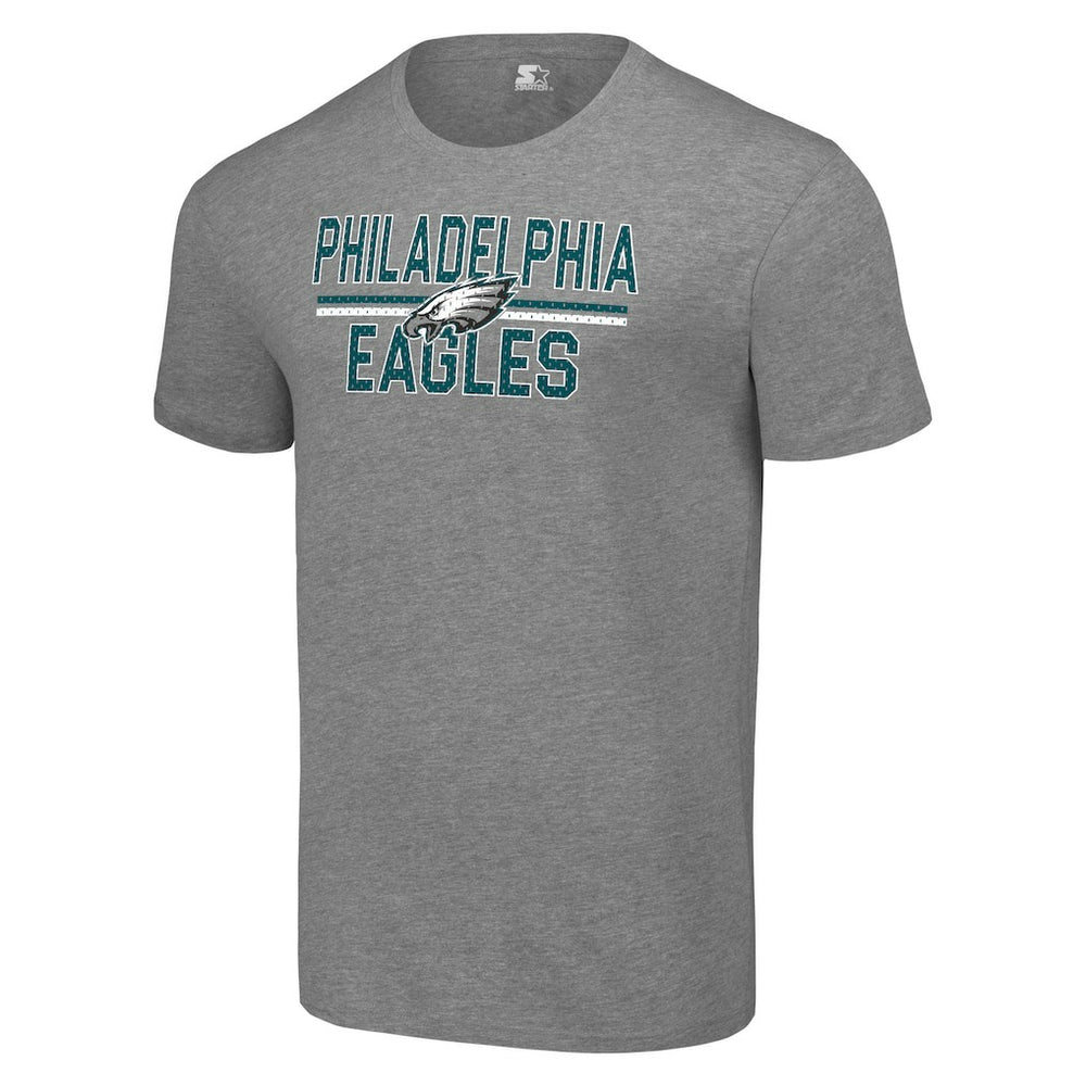 Philadelphia Eagles Starter Team Mesh Print Graphic T-Shirt Heather Gray | NFL