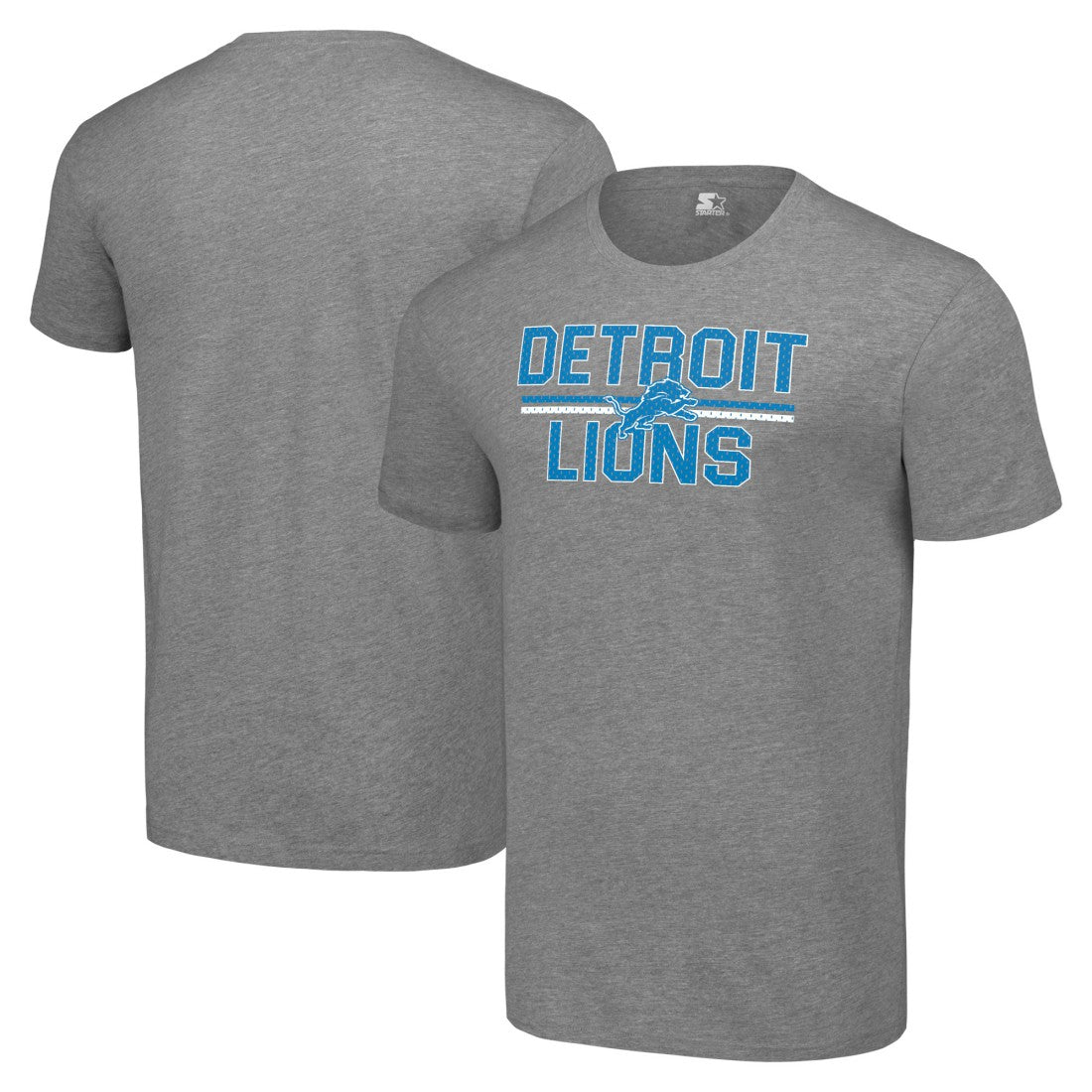 Detroit Lions Starter Team Mesh Print Graphic T-Shirt Heather Gray | NFL