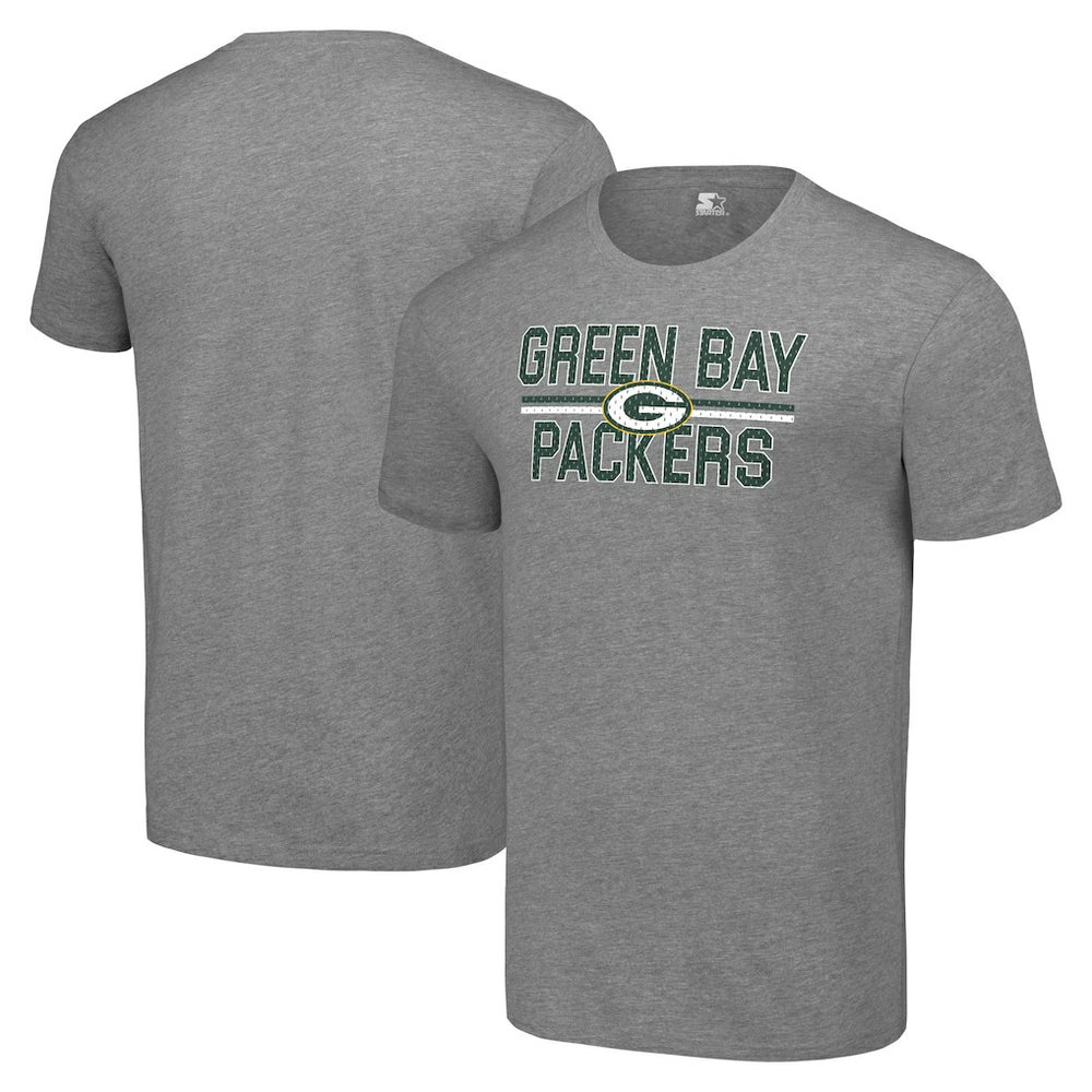 Green Bay Packers Starter Team Mesh Print Graphic T-Shirt Heather Gray | NFL