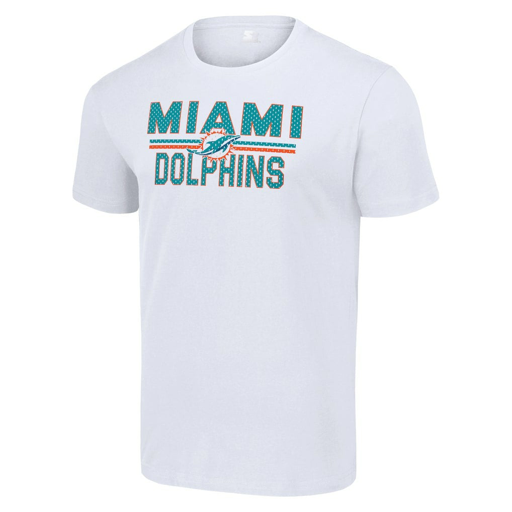 Miami Dolphins Starter Team Mesh Print Graphic T-Shirt White | NFL