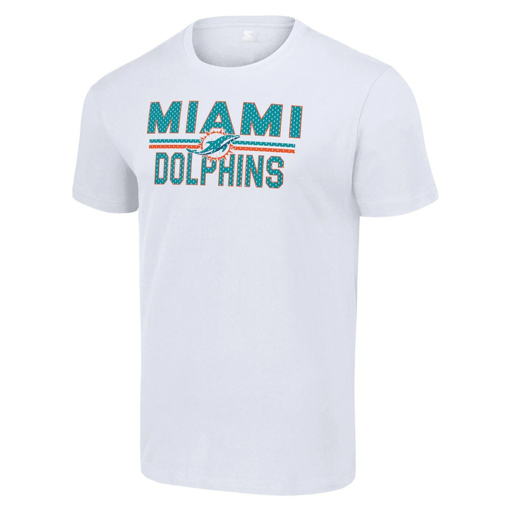 Miami Dolphins Starter Team Mesh Print Graphic T-Shirt White | NFL