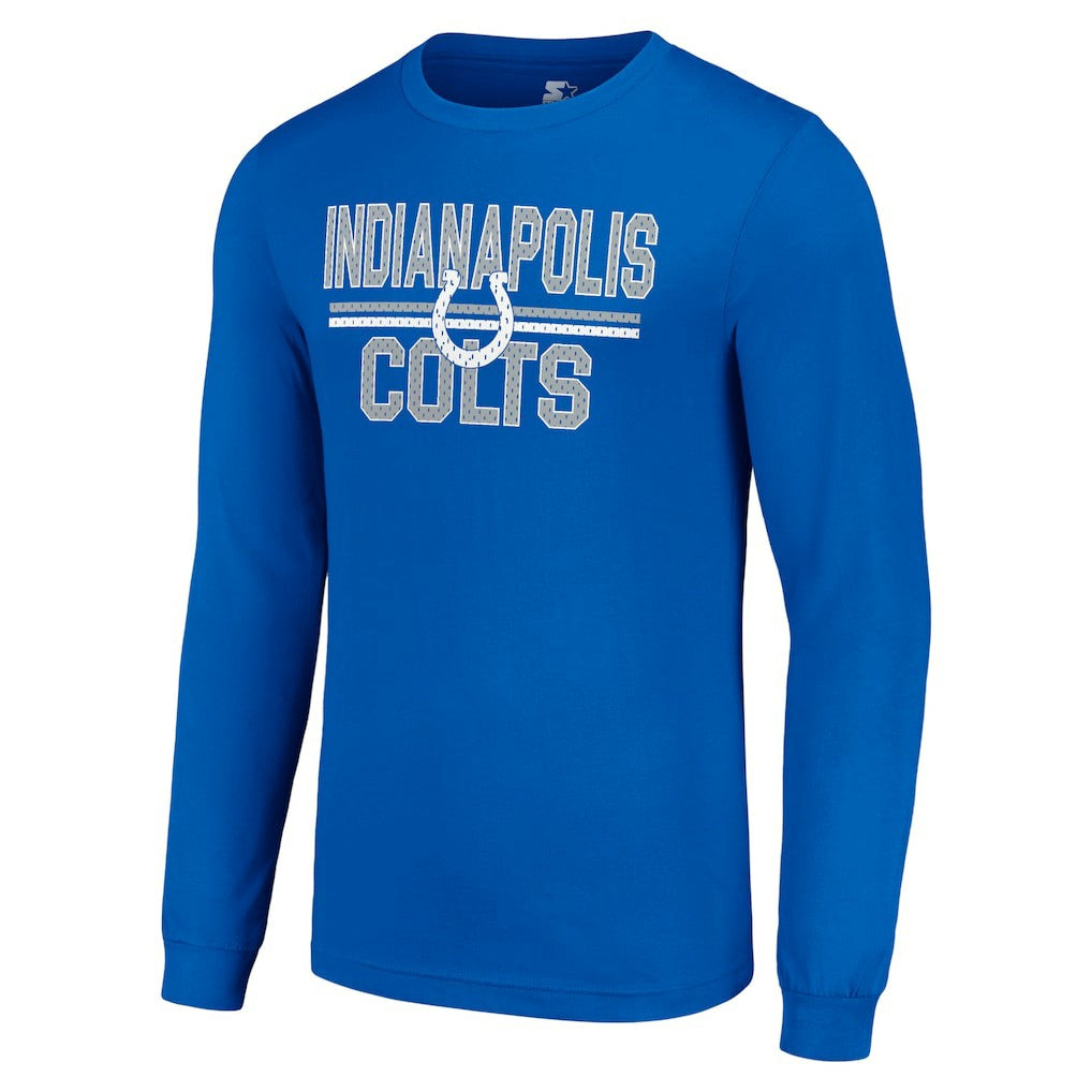 Indianapolis Colts Starter Team Mesh Print Graphic Long Sleeve T-Shirt Royal | NFL