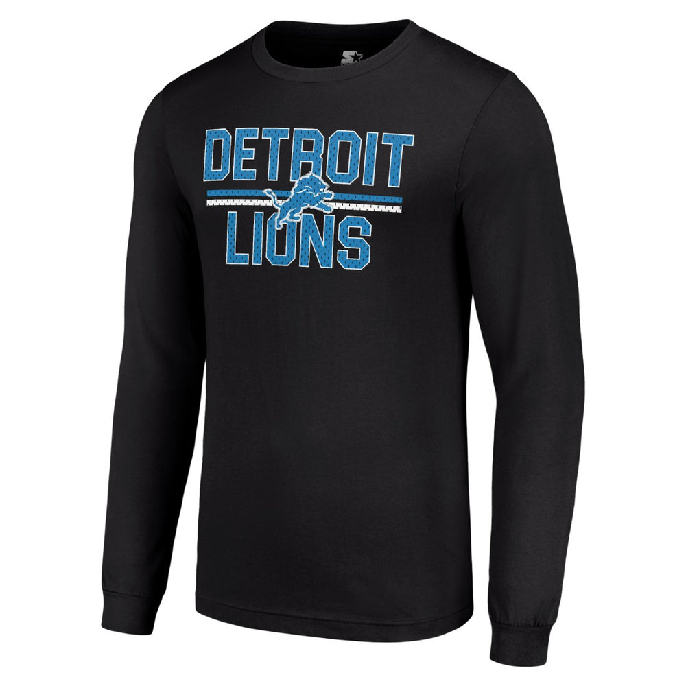 Detroit Lions Starter Team Mesh Print Graphic Long Sleeve T-Shirt Black | NFL