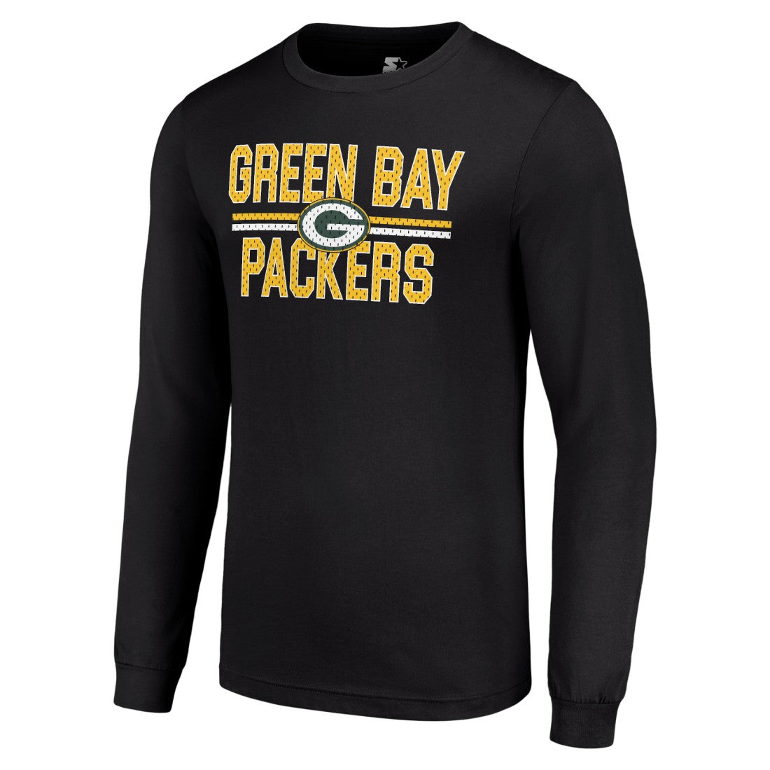 Green Bay Packers Starter Team Mesh Print Graphic Long Sleeve T-Shirt Black | NFL