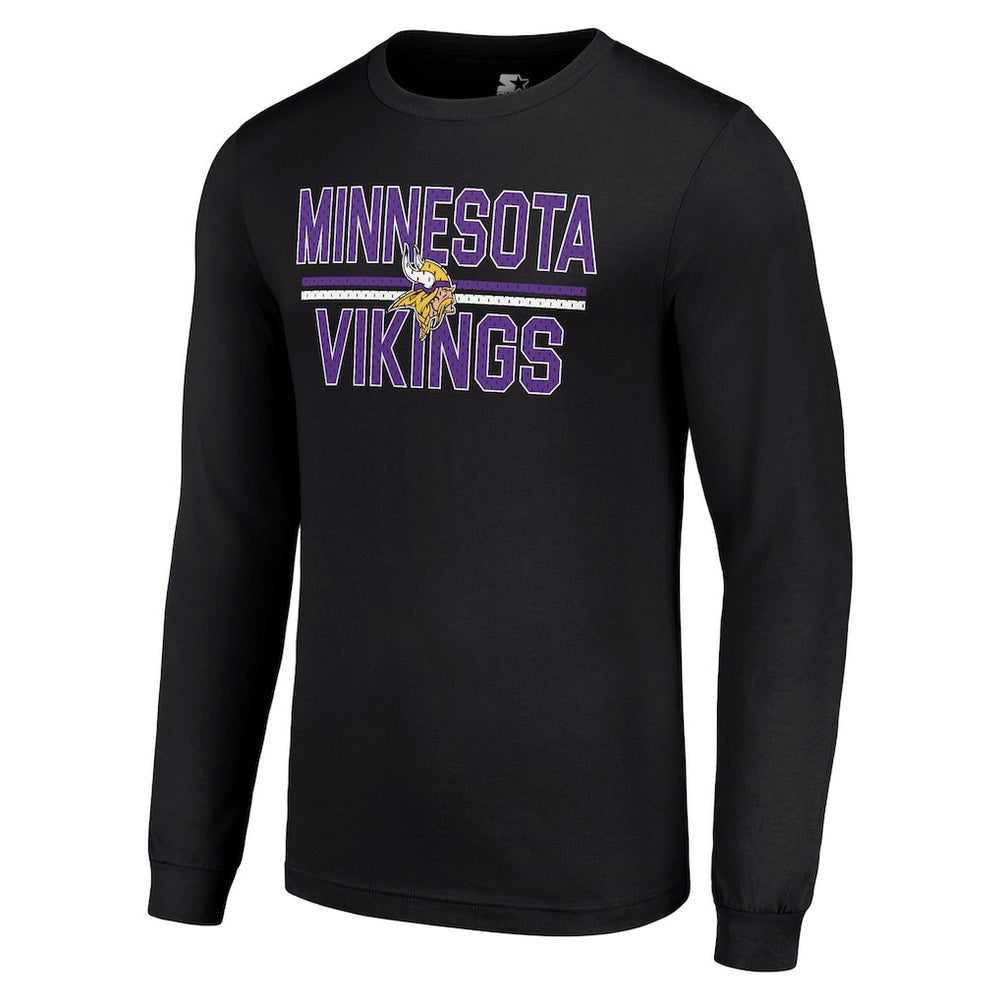 Minnesota Vikings Starter Team Mesh Print Graphic Long Sleeve T-Shirt Black | NFL