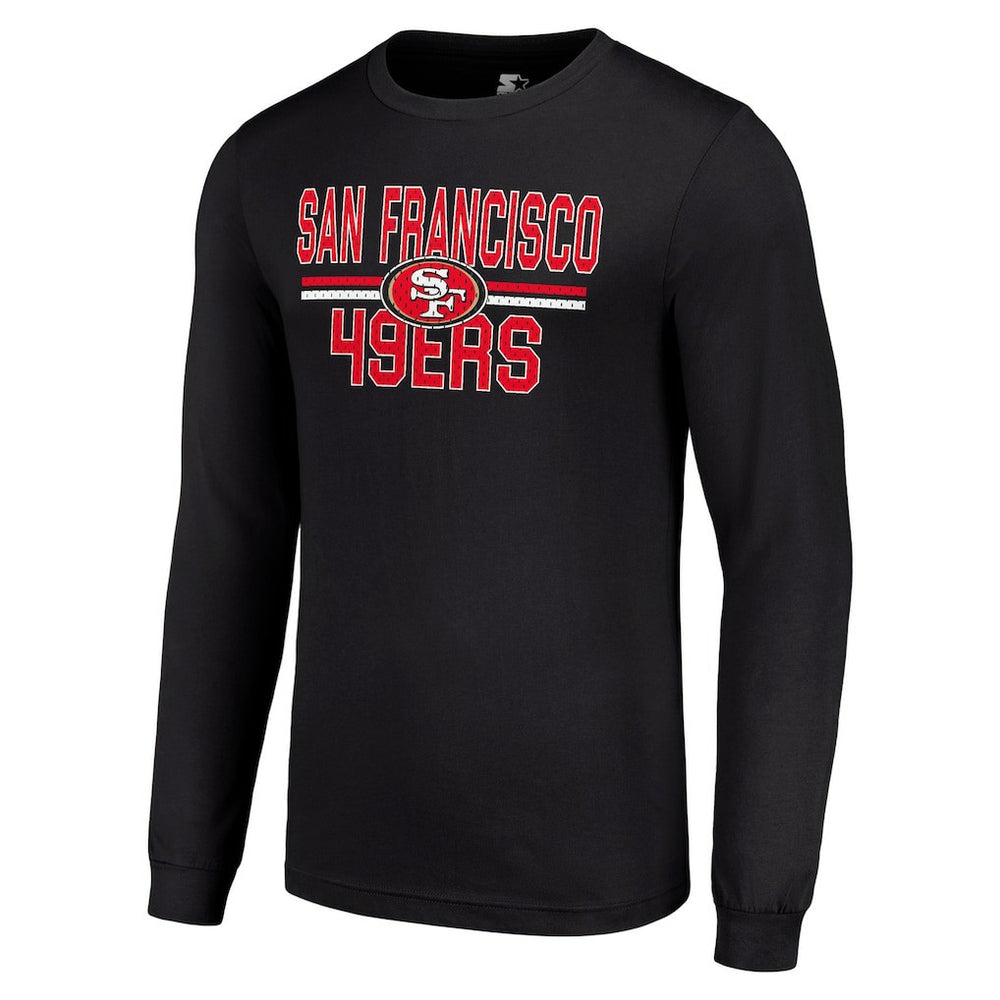 San Francisco 49ers Starter Team Mesh Print Graphic Long Sleeve T-Shirt Black | NFL